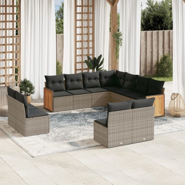 Set Divani Da Giardino 11 Pz Con Cuscini In Polyrattan Grigio
