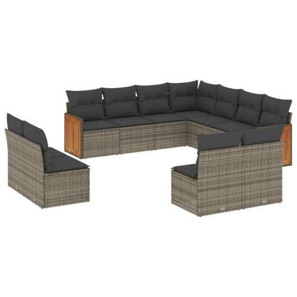 Set Divani Da Giardino 11 Pz Con Cuscini In Polyrattan Grigio - Image 2