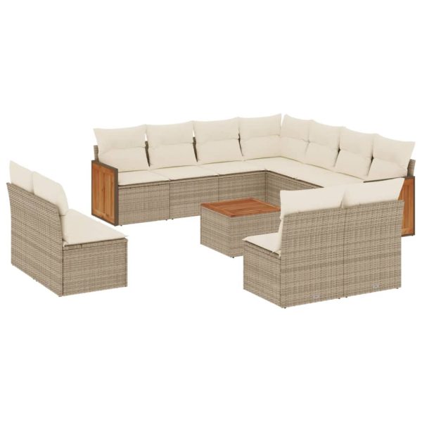 Set Divani Da Giardino 12 Pz Con Cuscini Beige In Polyrattan - Image 2