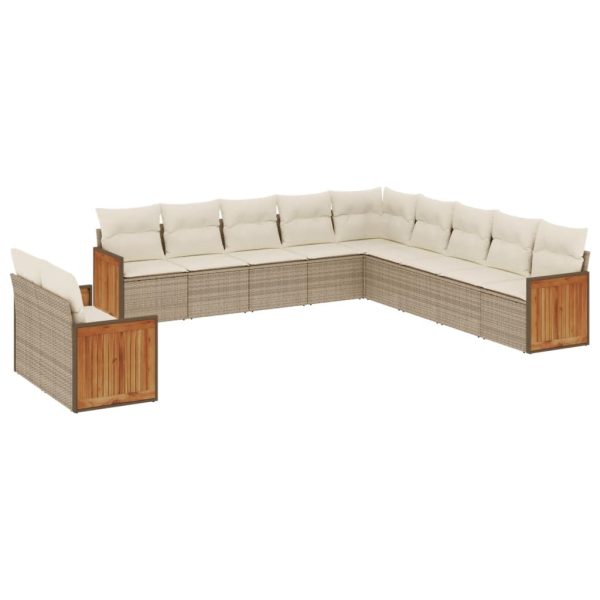 Set Divani Da Giardino 11 Pz Con Cuscini Beige In Polyrattan - Image 2