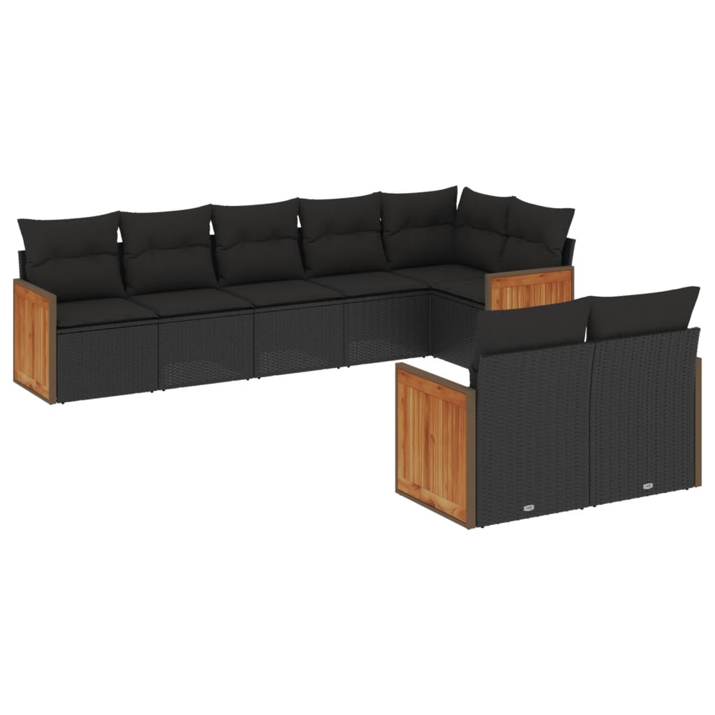 Set Divani Da Giardino Con Cuscini 8 Pz Nero In Polyrattan - Image 2