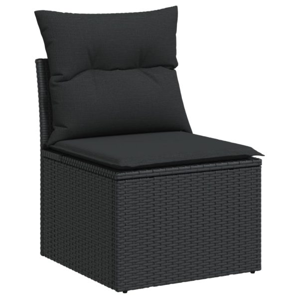Set Divani Da Giardino 9 Pz Con Cuscini Nero In Polyrattan - Image 3