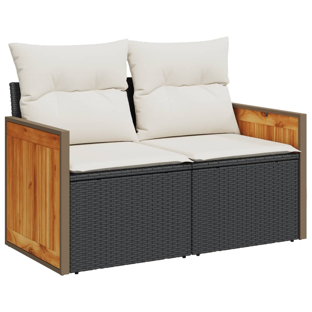 Set Divano Da Giardino 6 Pz Con Cuscini Nero In Polyrattan - Image 5