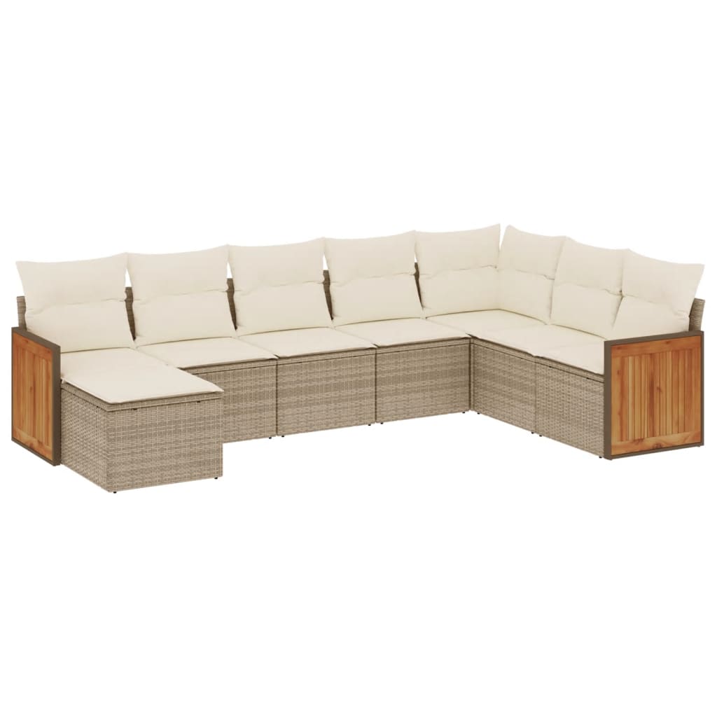 Set Divano Da Giardino 8 Pz Con Cuscini Beige In Polyrattan - Image 2