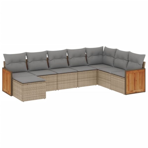 Set Divano Da Giardino 8 Pz Con Cuscini Beige In Polyrattan - Image 2