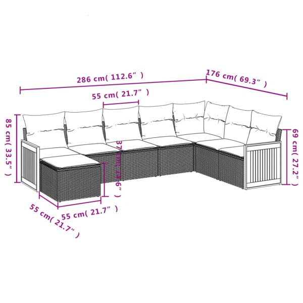 Set Divano Da Giardino 8 Pz Con Cuscini Beige In Polyrattan - Image 3