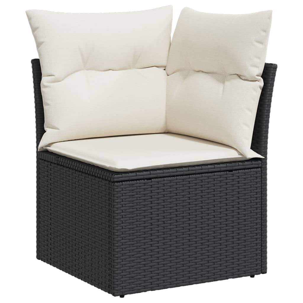 Set Divani Da Giardino 10pz Con Cuscini In Polyrattan Nero - Image 4