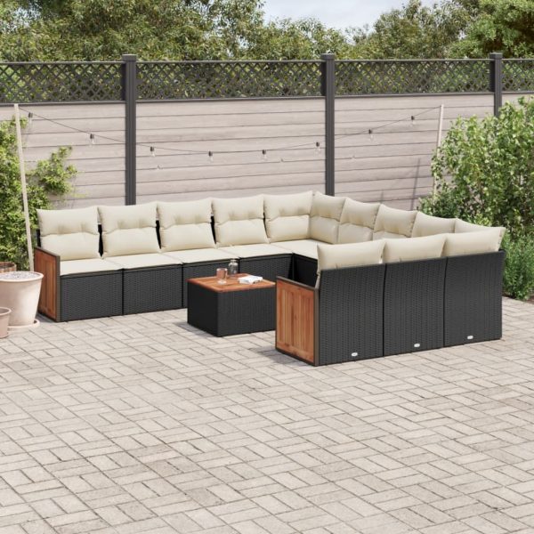 Set Divani Da Giardino 12 Pz Con Cuscini Nero In Polyrattan