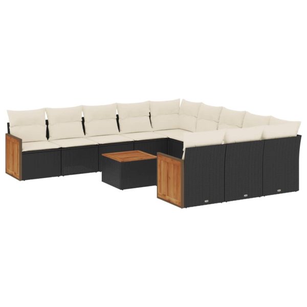 Set Divani Da Giardino 12 Pz Con Cuscini Nero In Polyrattan - Image 2