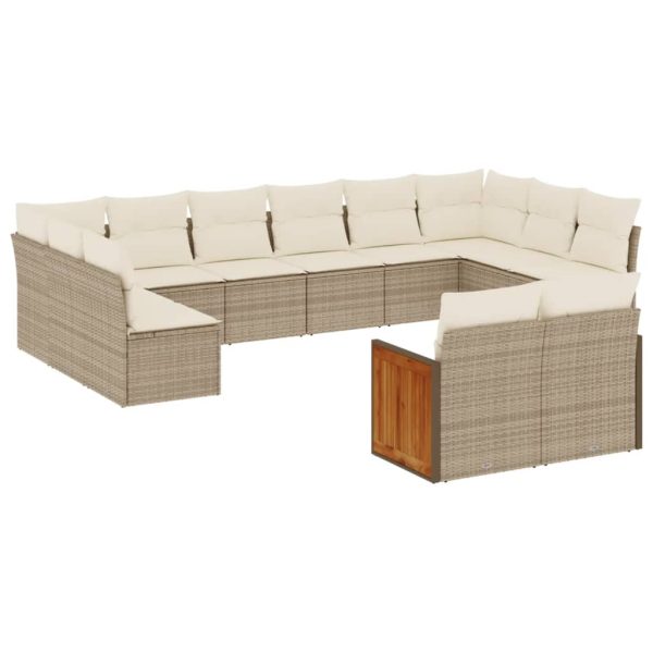 Set Divani Da Giardino 12 Pz Con Cuscini Beige In Polyrattan - Image 2