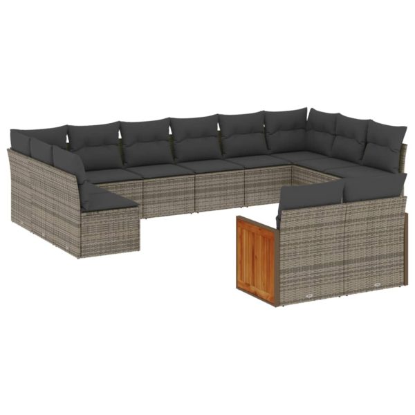 Set Divani Da Giardino 12 Pz Con Cuscini Grigio In Polyrattan - Image 2