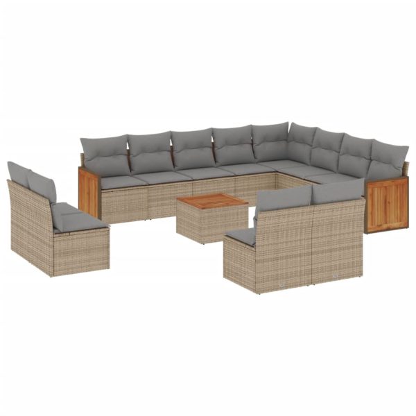 Set Divano Da Giardino 13 Pz Con Cuscini Beige In Polyrattan - Image 2