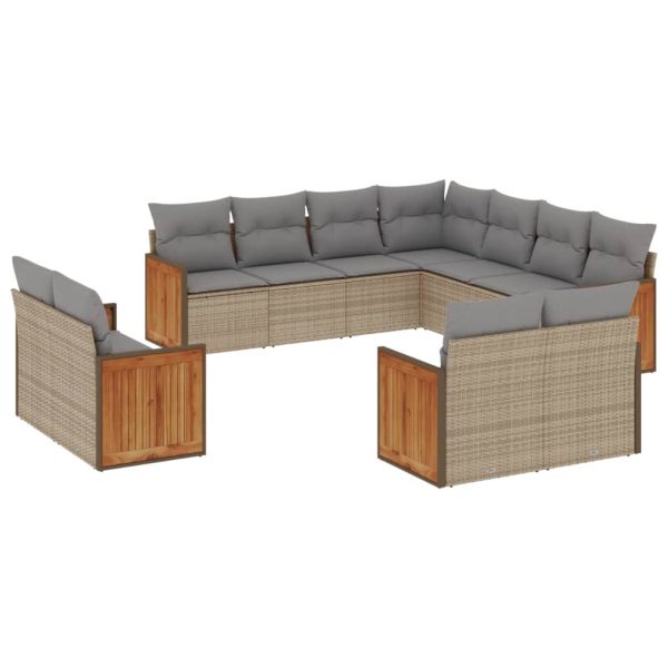 Set Divani Da Giardino 11 Pz Con Cuscini Beige In Polyrattan - Image 2