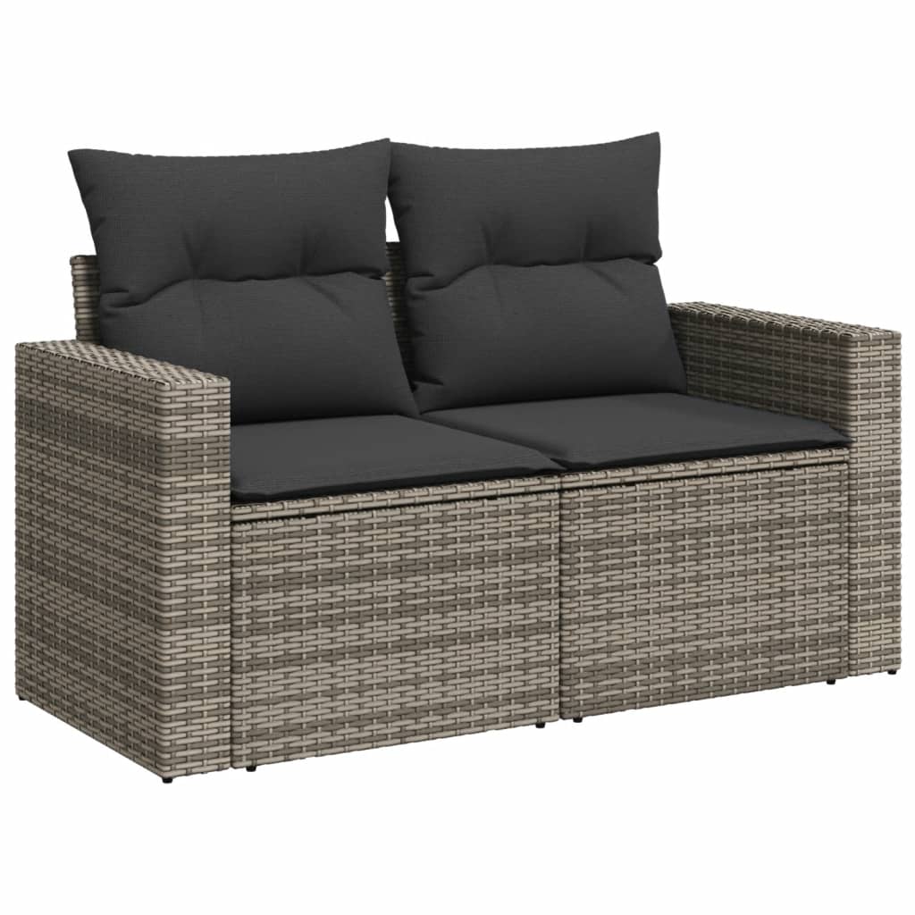 Set Divani Da Giardino 11 Pz Con Cuscini In Polyrattan Grigio - Image 3