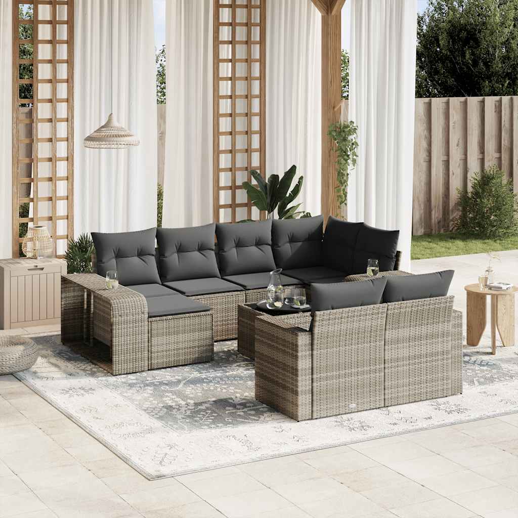 Set Divani Da Giardino 11 Pz Con Cuscini In Polyrattan Grigio