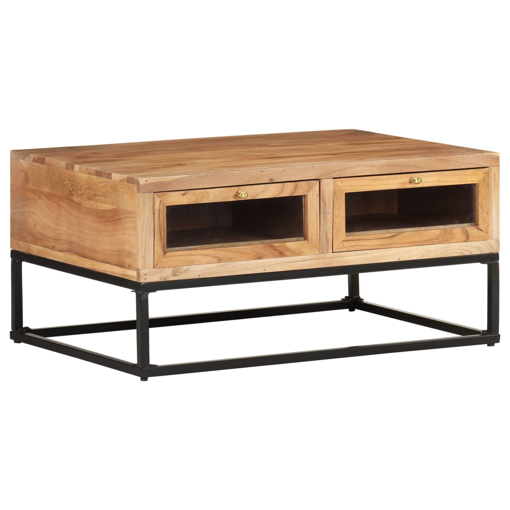 Tavolino Da Salotto 90x60x40 Cm In Legno Massello Di Acacia