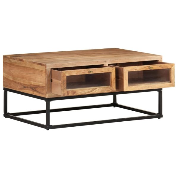 Tavolino Da Salotto 90x60x40 Cm In Legno Massello Di Acacia - Image 3
