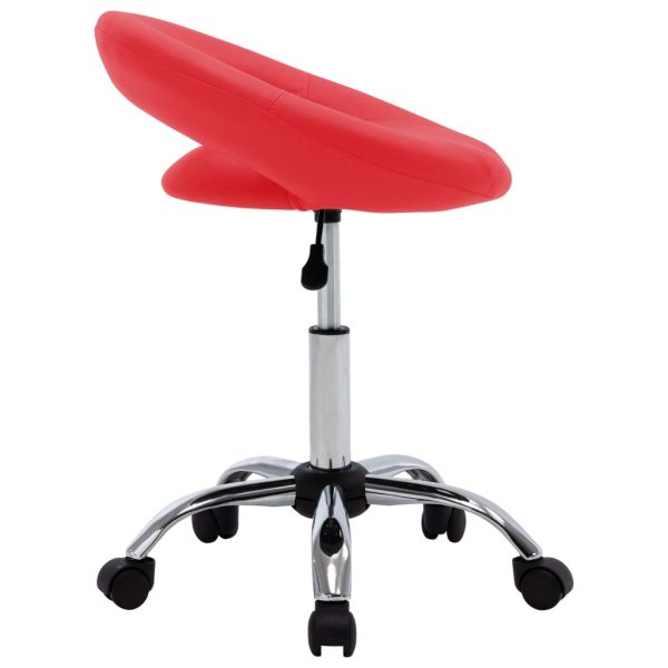 Sedia Da Lavoro Con Ruote Rossa In Similpelle - Image 3