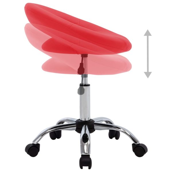 Sedia Da Lavoro Con Ruote Rossa In Similpelle - Image 4
