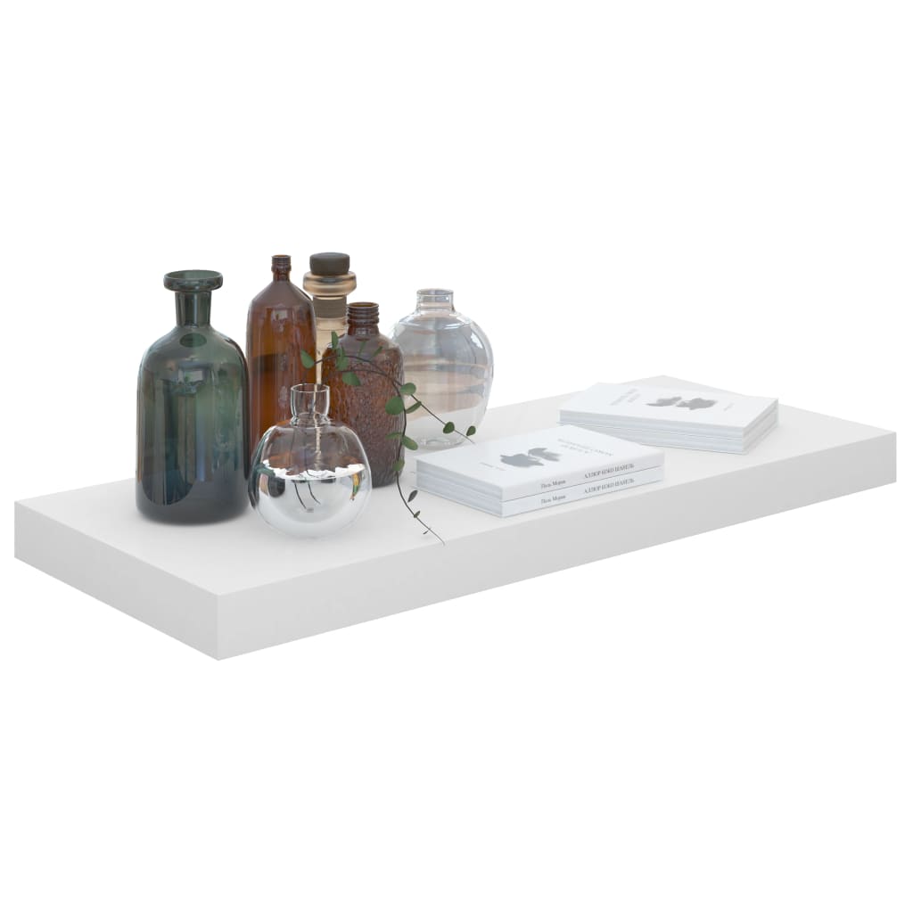 Scaffali A Parete 2 Pz Bianco Lucido 60x23,5x3,8 Cm In Mdf - Image 3
