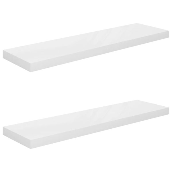 Scaffali A Parete 2 Pz Bianco Lucido 90x23,5x3,8 Cm In Mdf - Image 2