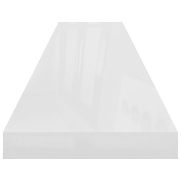 Scaffali A Parete 2 Pz Bianco Lucido 120x23,5x3,8 Cm In Mdf - Image 5