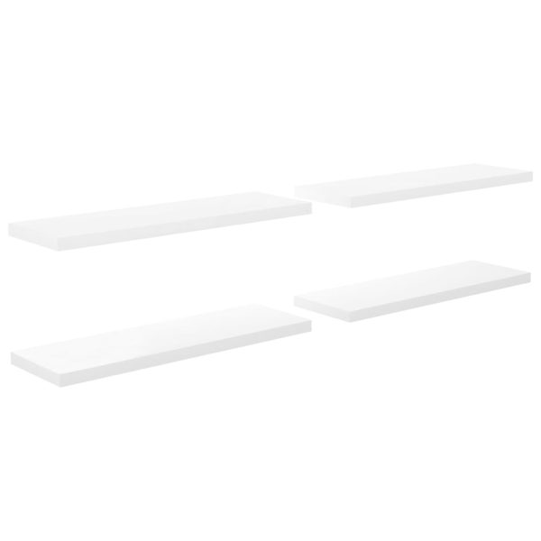Scaffali A Parete 4 Pz Bianco Lucido 120x23,5x3,8 Cm In Mdf - Image 2