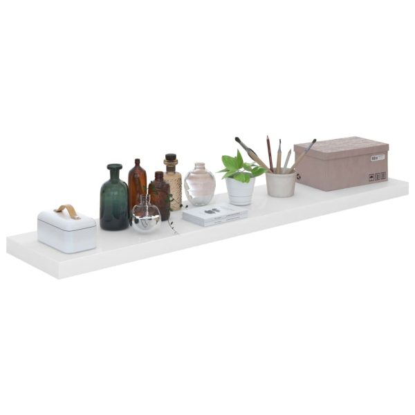 Scaffali A Parete 4 Pz Bianco Lucido 120x23,5x3,8 Cm In Mdf - Image 3