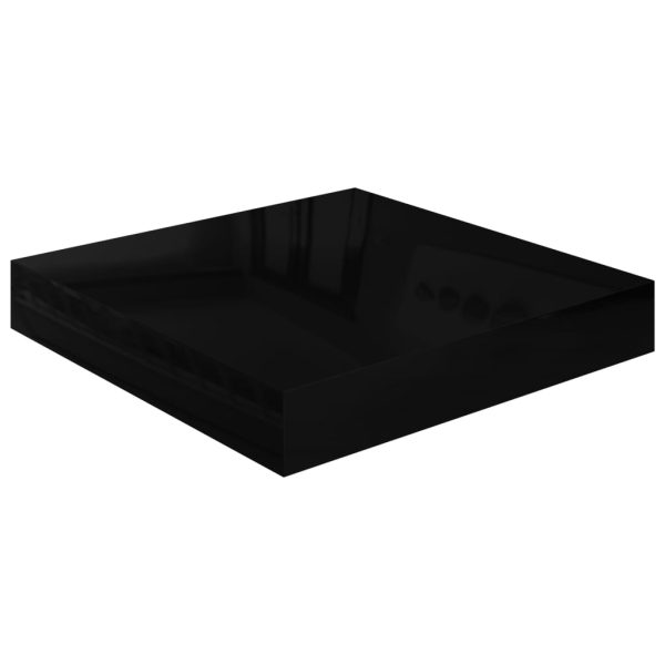 Scaffali A Parete 4 Pz Nero Lucido 23x23,5x3,8 Cm In Mdf - Image 4