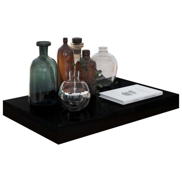 Scaffale A Parete Nero Lucido 40x23x3,8 Cm In Mdf - Image 3