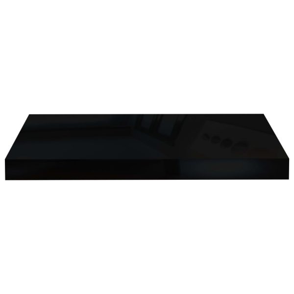 Scaffali A Parete 2 Pz Nero Lucido 50x23x3,8 Cm In Mdf - Image 5