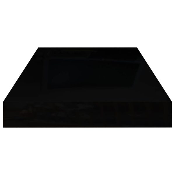 Scaffali A Parete 2 Pz Nero Lucido 50x23x3,8 Cm In Mdf - Image 6