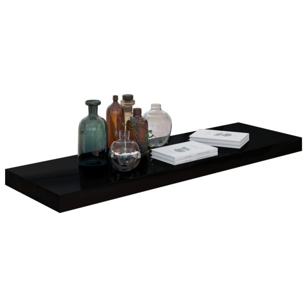 Scaffali A Parete 4 Pz Nero Lucido 80x23,5x3,8 Cm In Mdf - Image 3