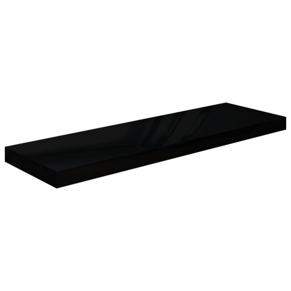 Scaffali A Parete 4 Pz Nero Lucido 80x23,5x3,8 Cm In Mdf - Image 4