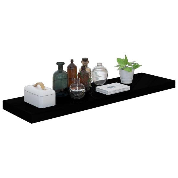 Scaffali A Parete 4 Pz Nero Lucido 90x23,5x3,8 Cm In Mdf - Image 3