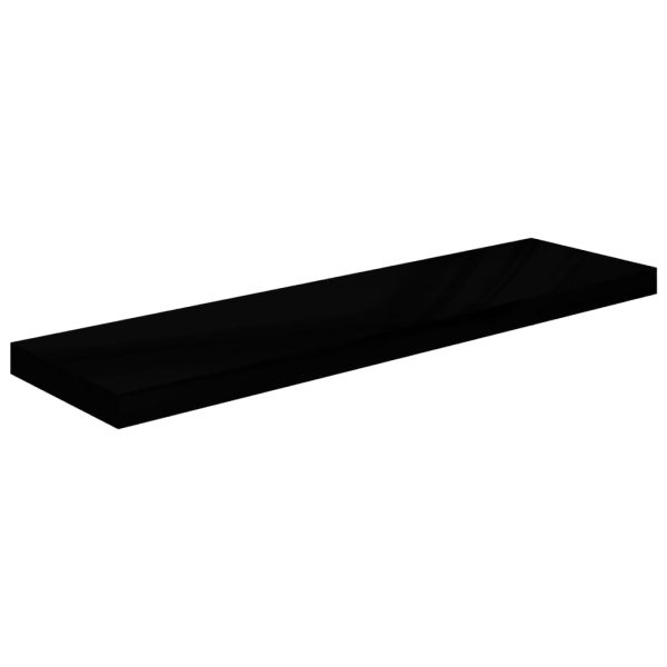 Scaffali A Parete 4 Pz Nero Lucido 90x23,5x3,8 Cm In Mdf - Image 4