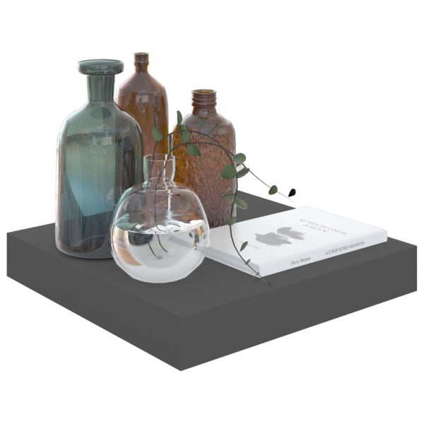 Scaffali A Parete 4 Pz Grigio Lucido 23x23,5x3,8 Cm In Mdf - Image 3