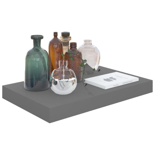 Scaffali A Parete 4 Pz Grigio Lucido 40x23x3,8 Cm In Mdf - Image 3