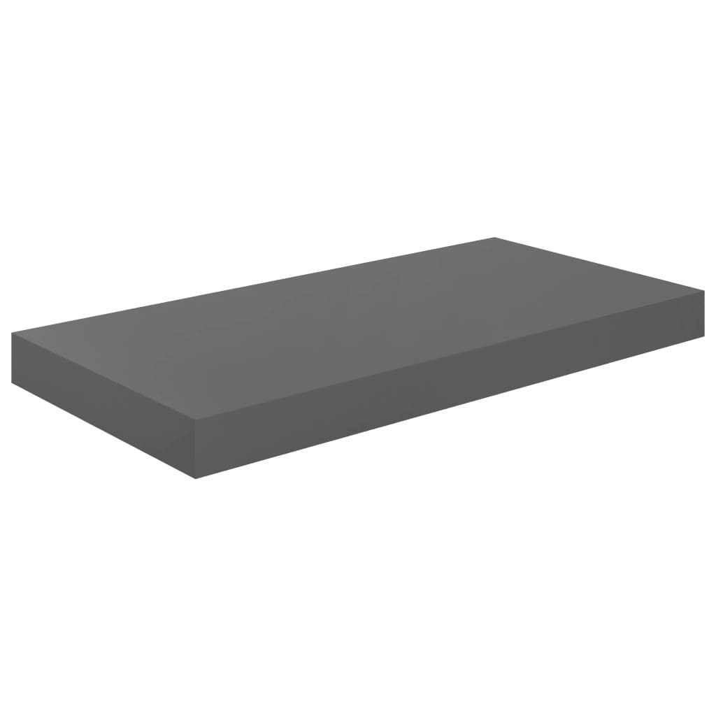 Scaffali A Parete 2 Pz Grigio Lucido 50x23x3,8 Cm In Mdf - Image 3