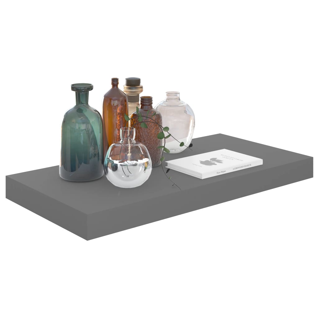 Scaffali A Parete 2 Pz Grigio Lucido 50x23x3,8 Cm In Mdf - Image 4