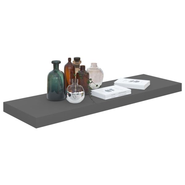 Scaffali A Parete 4 Pz Grigio Lucido 80x23,5x3,8 Cm In Mdf - Image 3