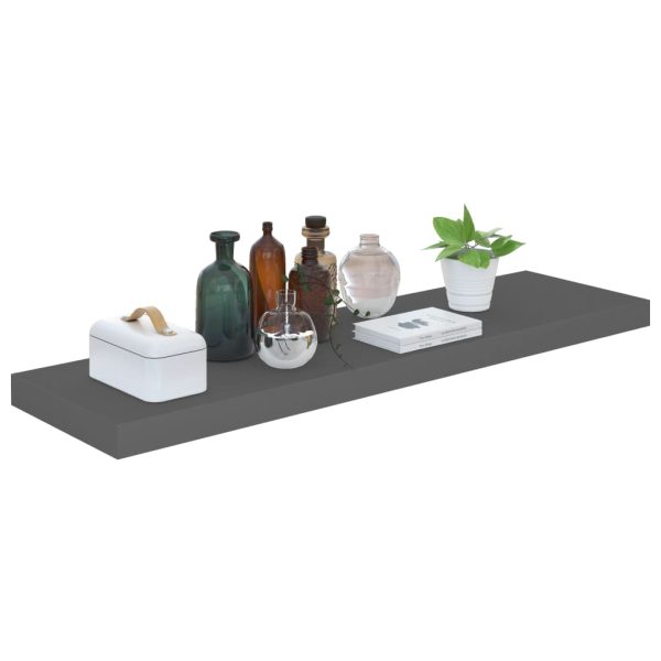 Scaffali A Parete 4 Pz Grigio Lucido 90x23,5x3,8 Cm In Mdf - Image 3