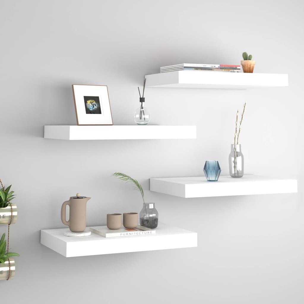Scaffali A Parete 4 Pz Bianchi 40x23x3,8 Cm In Mdf