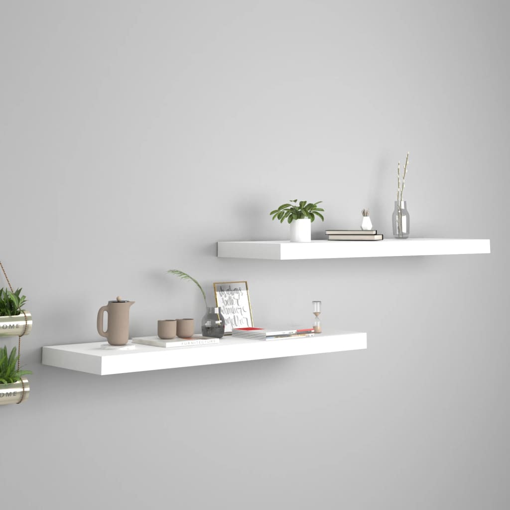 Scaffali A Parete 2 Pz Bianchi 80x23,5x3,8 Cm In Mdf