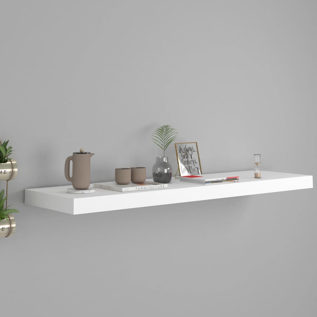 Scaffale A Parete Bianco 90x23,5x3,8 Cm In Mdf