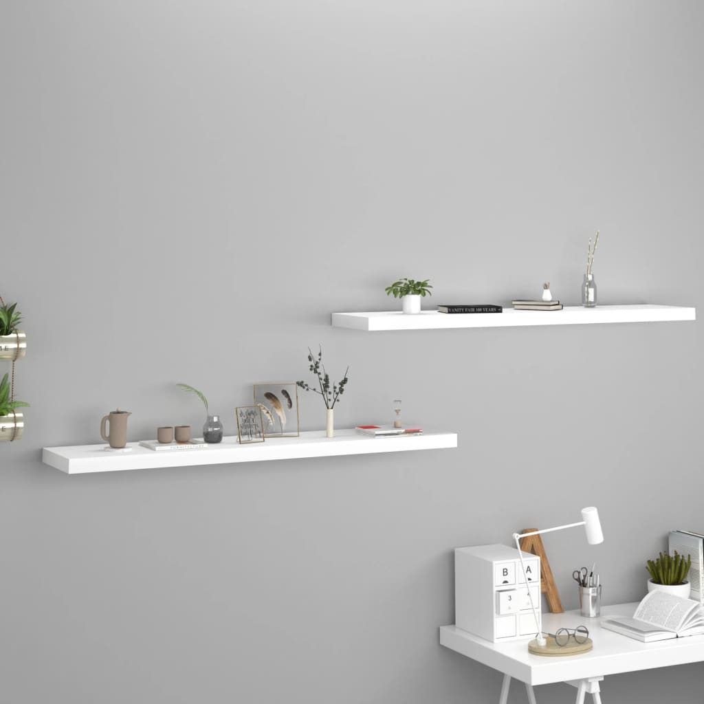 Scaffali A Parete 2 Pz Bianchi 120x23,5x3,8 Cm In Mdf
