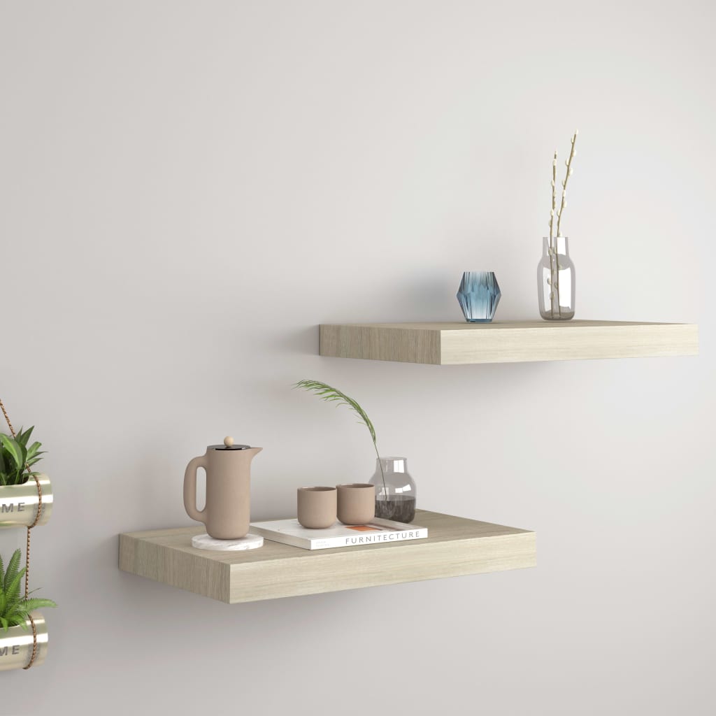 Scaffali A Parete 2 Pz Rovere 40x23x3,8 Cm In Mdf