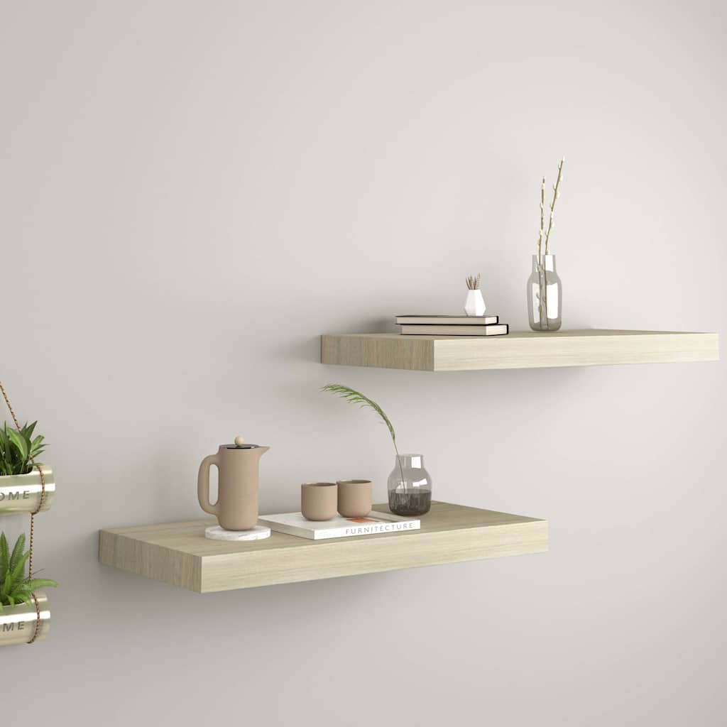 Scaffali A Parete 2 Pz Rovere 50x23x3,8 Cm In Mdf