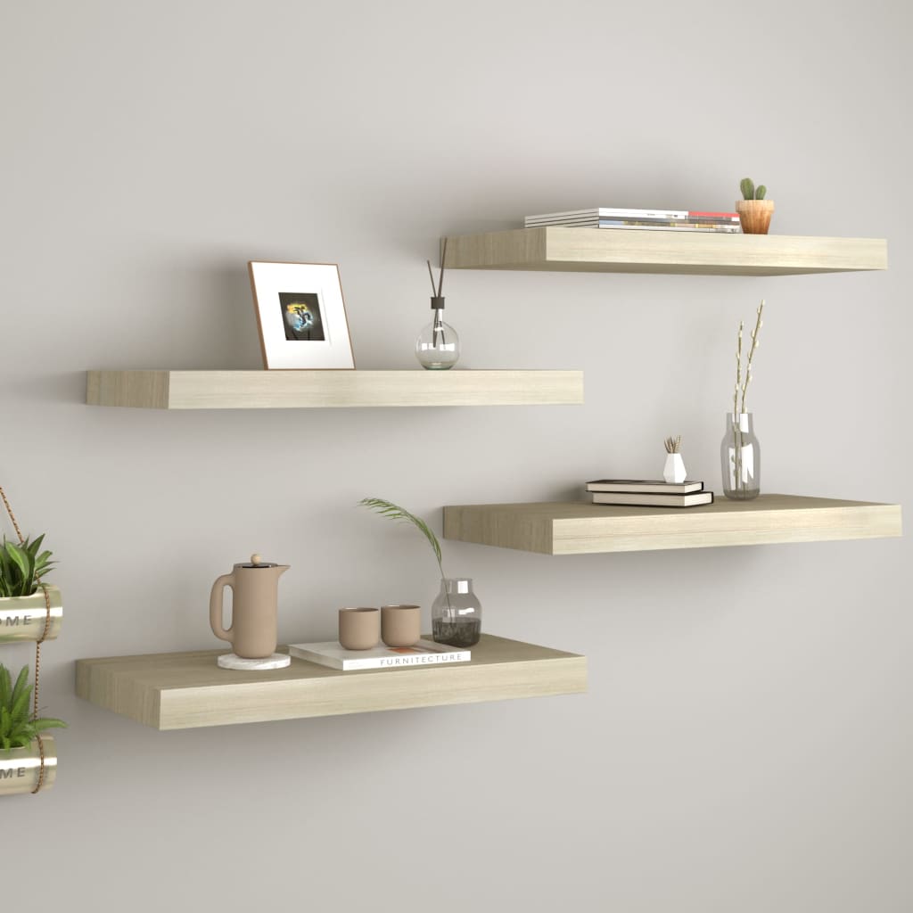 Scaffali A Parete 4 Pz Rovere 50x23x3,8 Cm In Mdf