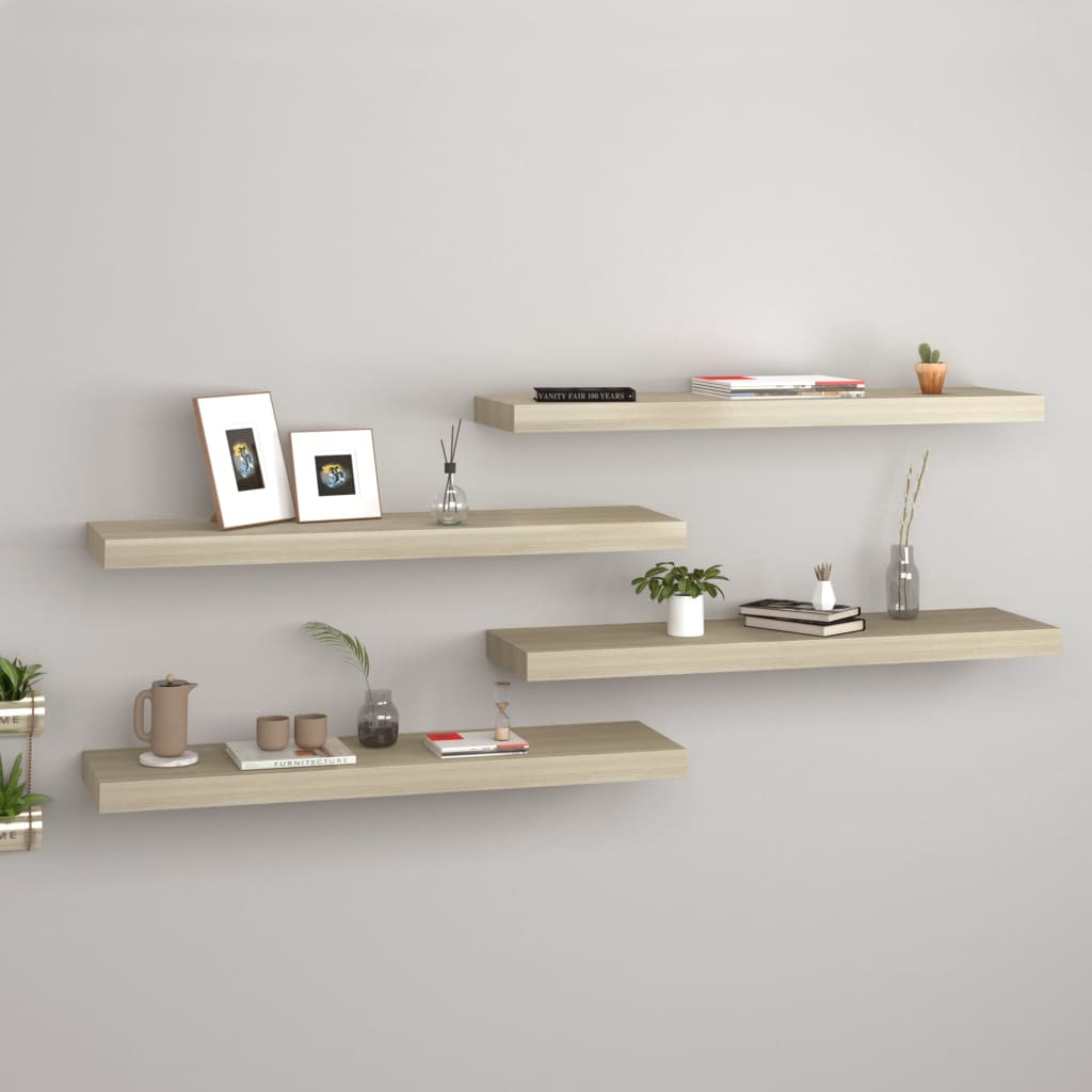 Scaffali A Parete 4 Pz Rovere 80x23,5x3,8 Cm In Mdf